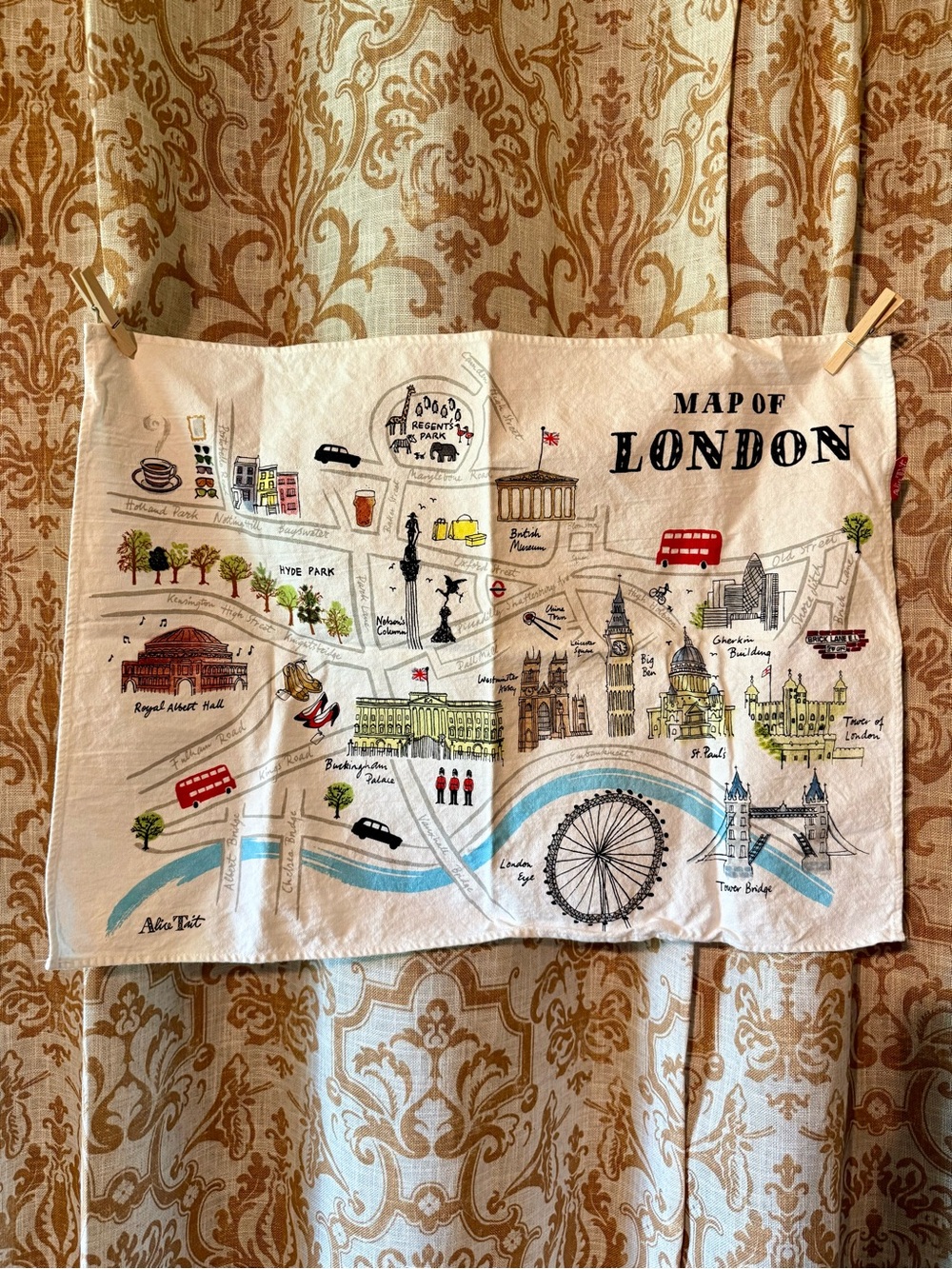 Alice Tait Map of London Tea Towel       100% cotton
